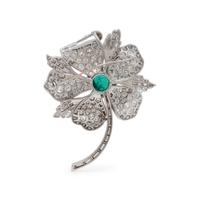 COLOMBIAN EMERALD AND DIAMOND FLOWER BROOCH