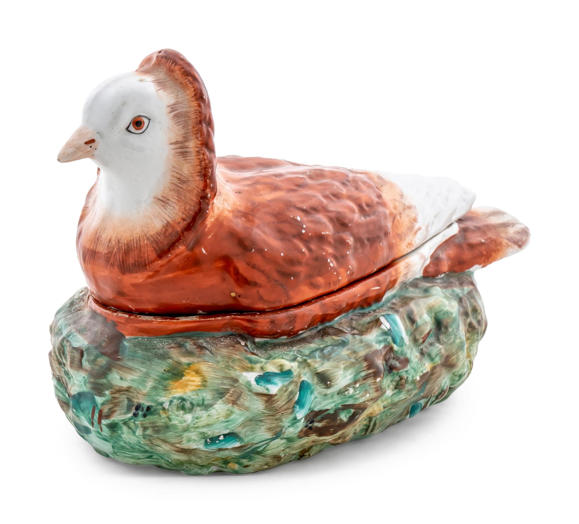 A Stafforshire Pigeon on Nest Tureen — 19TH CENTURY