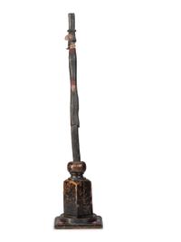 A Folk Art Carved Wood Slender Abe Lincoln Figure with Polychrome Decoration by Kent Gutzmer