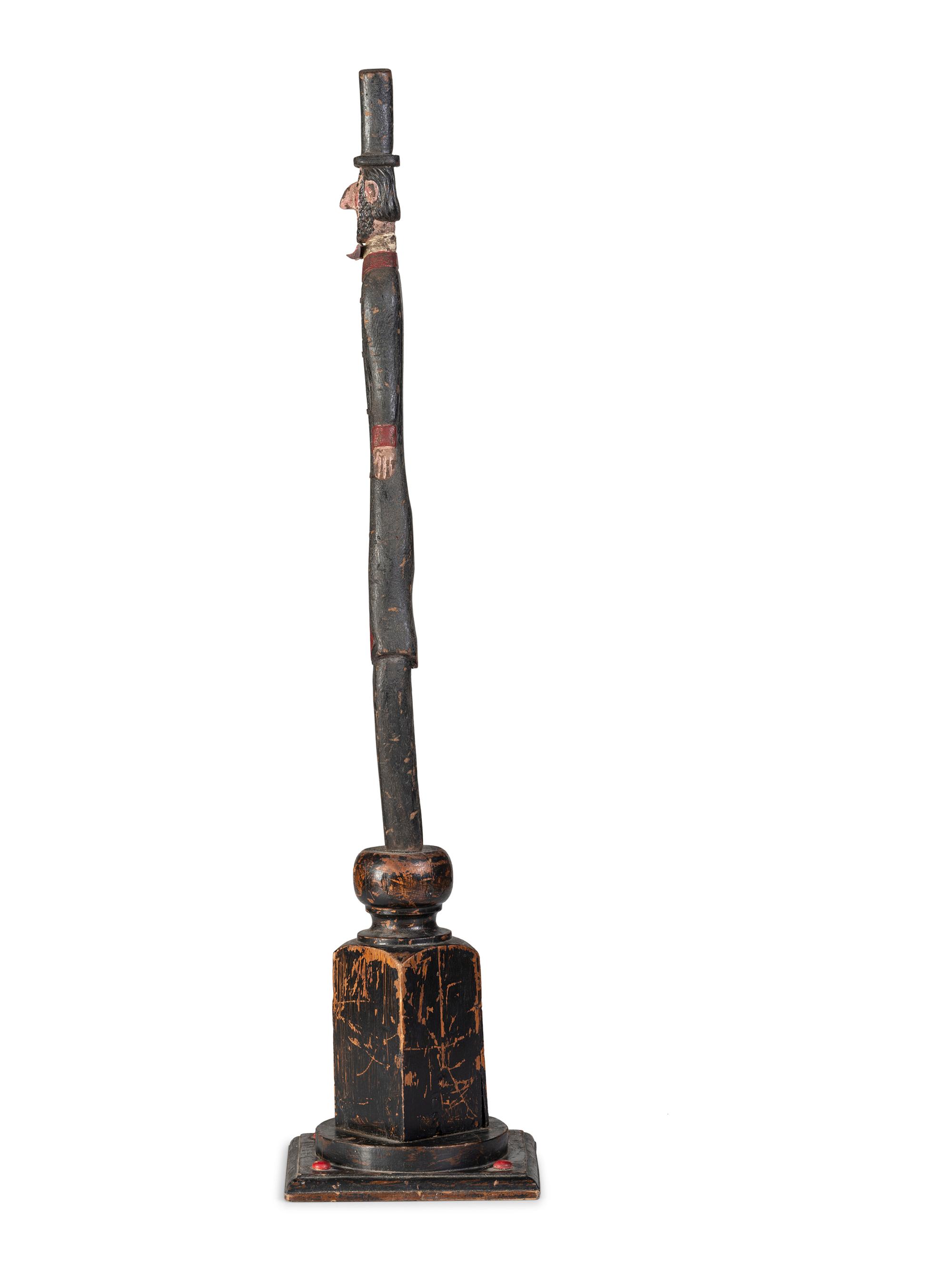 A Folk Art Carved Wood Slender Abe Lincoln Figure with Polychrome Decoration by Kent Gutzmer