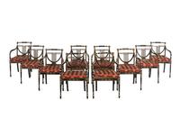 A Set of Ten Regency Style Painted Dining Chairs