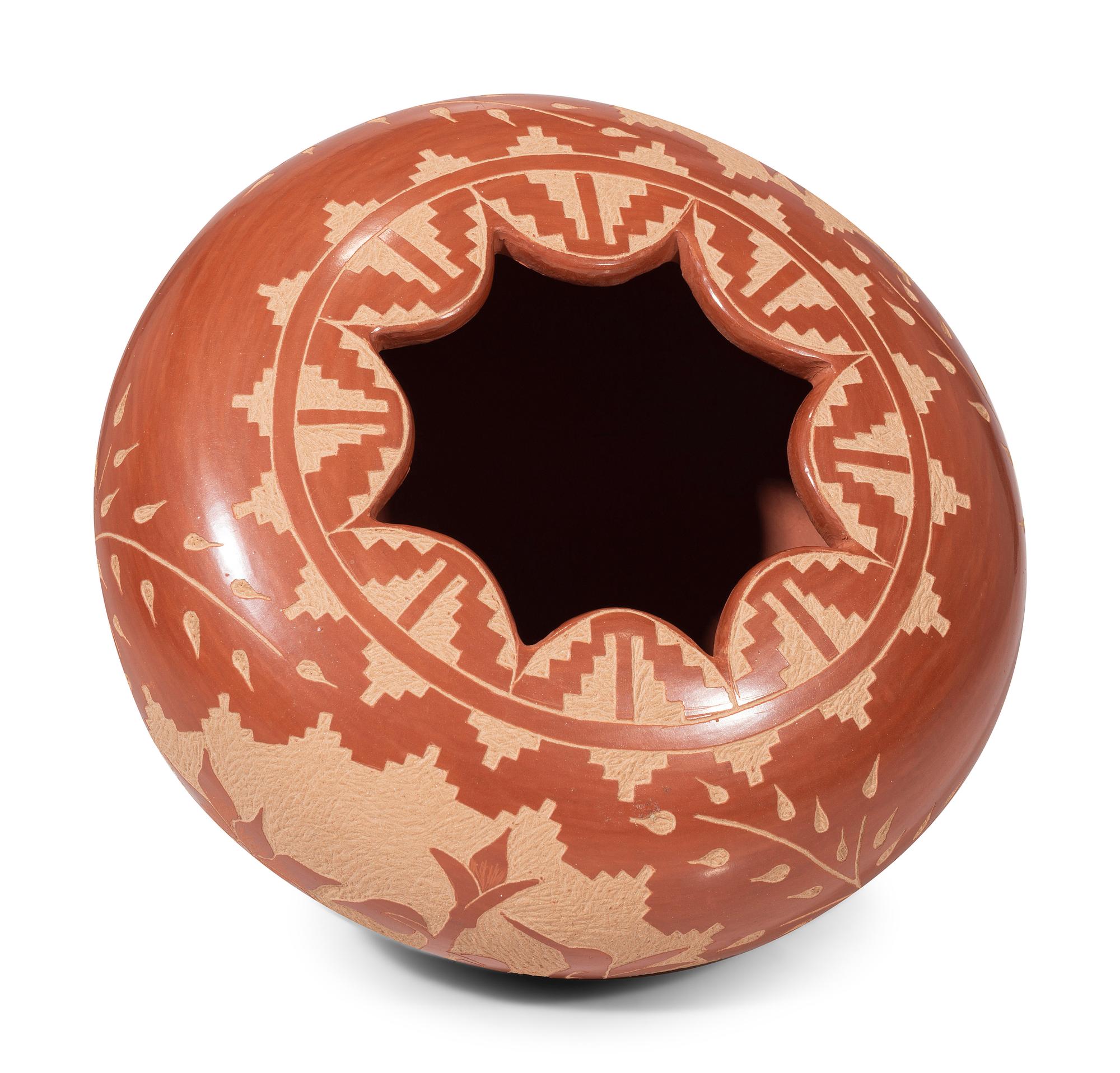 Sgraffito Redware Pottery Jar