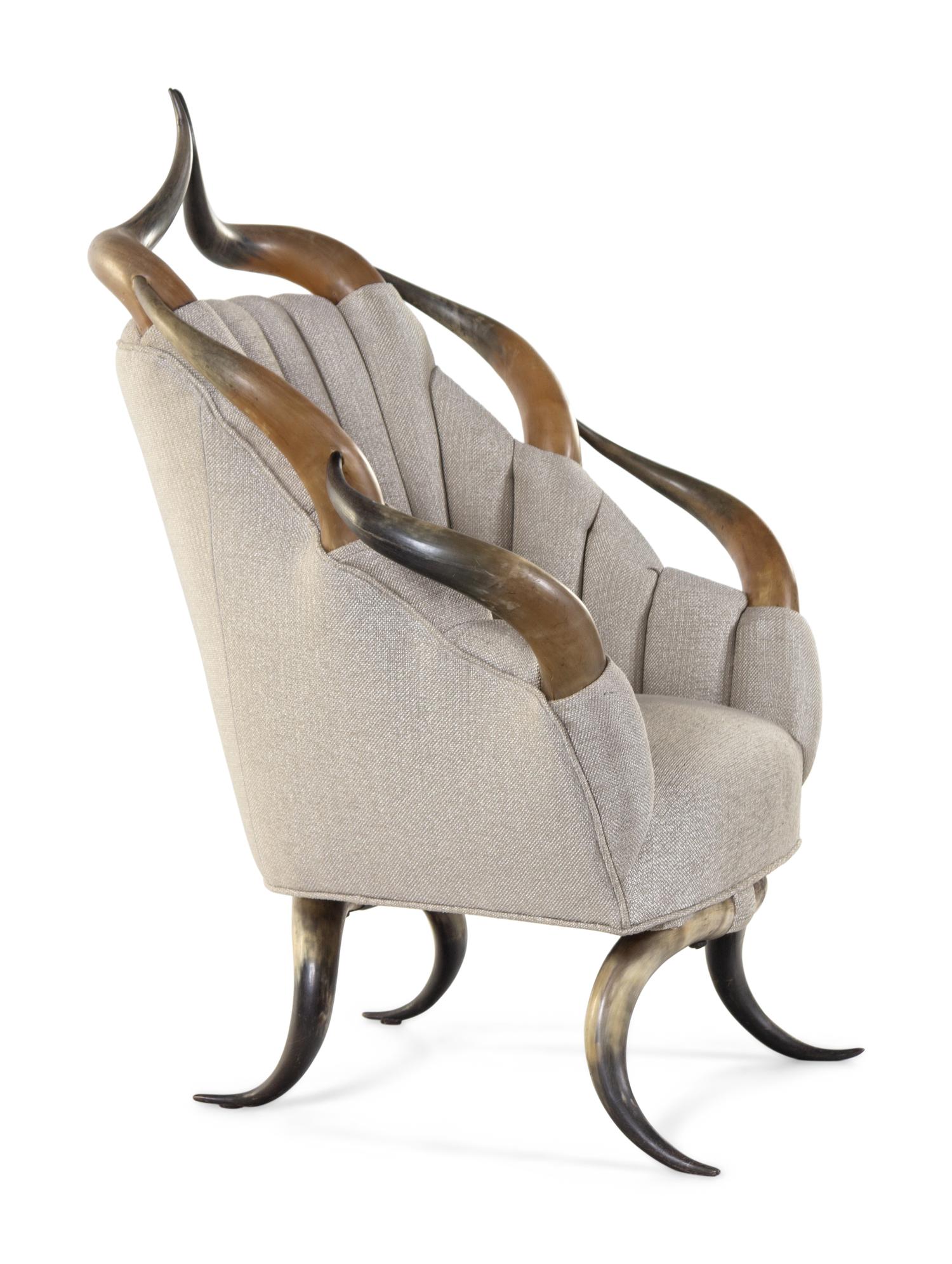 A Victorian Barrel-Back Horn Chair