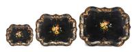 A Set of Three English Papier Mache Trays Width of widest tray 29 1/2 inches. — 19TH CENTURY