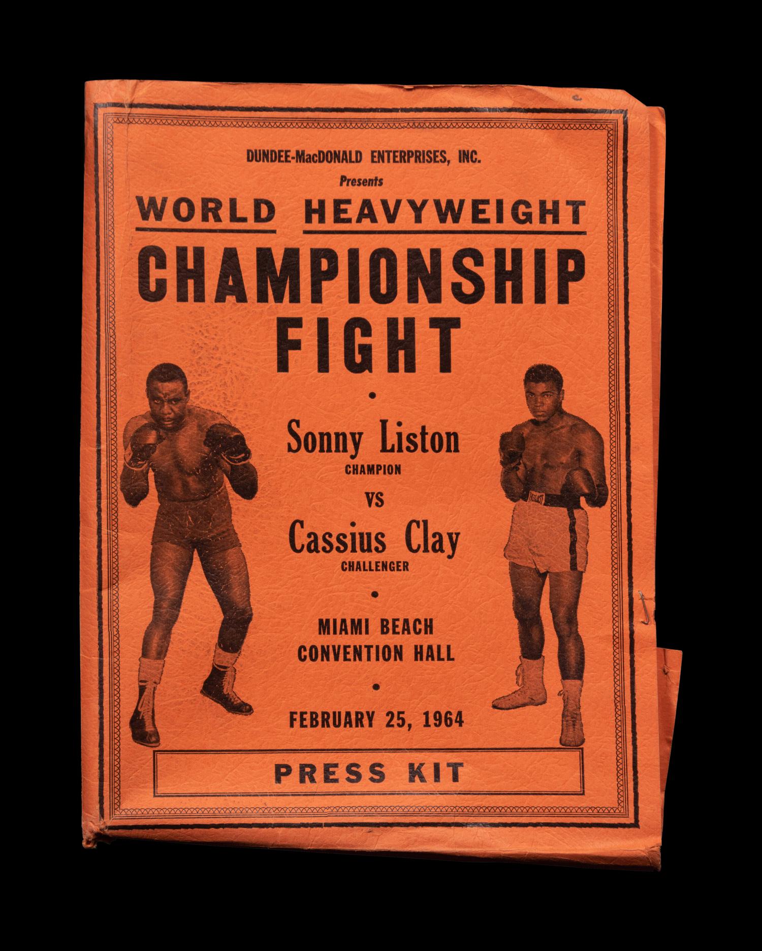 A 1964 Sonny Liston vs. Cassius Clay (Muhammad Ali) Heavyweight Championship Press Kit,