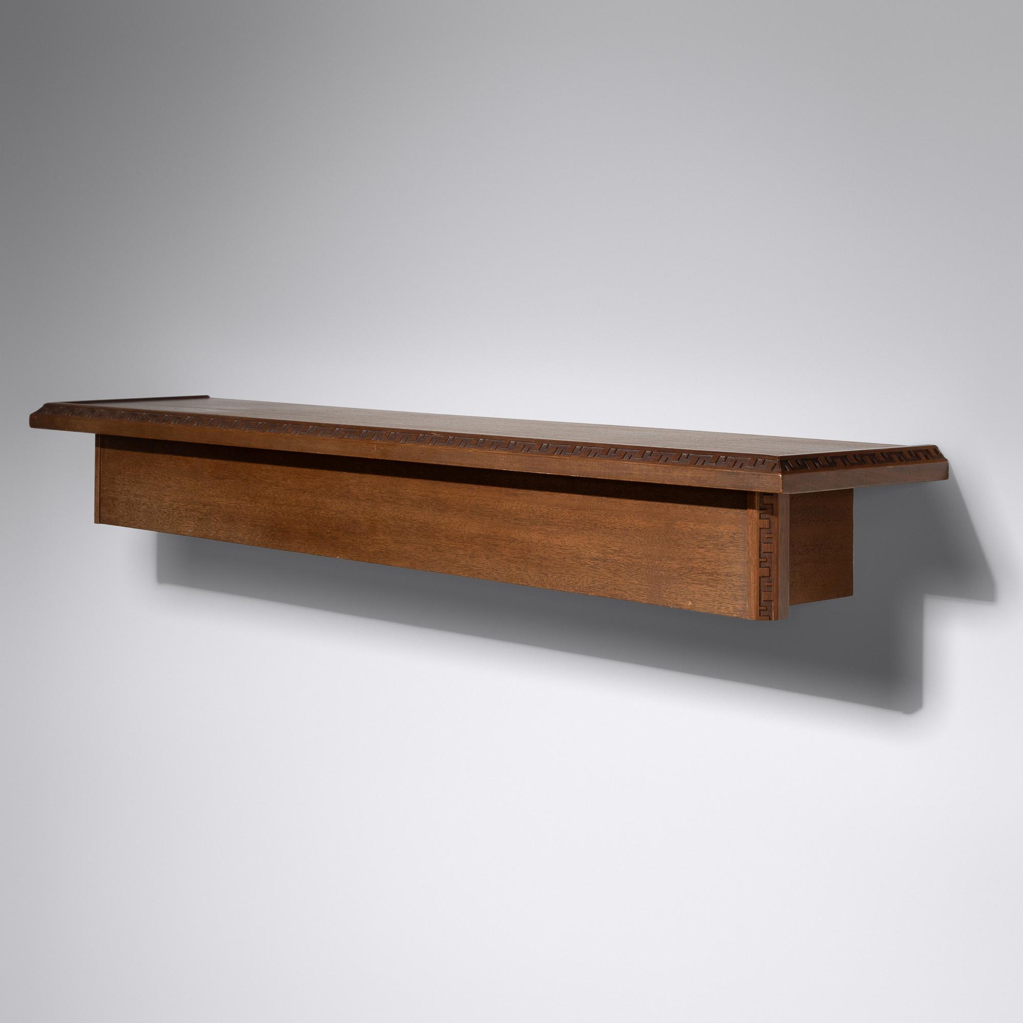 Modified Taliesin wall-mounted shelf, c. 1955 Heritage Henredon USA