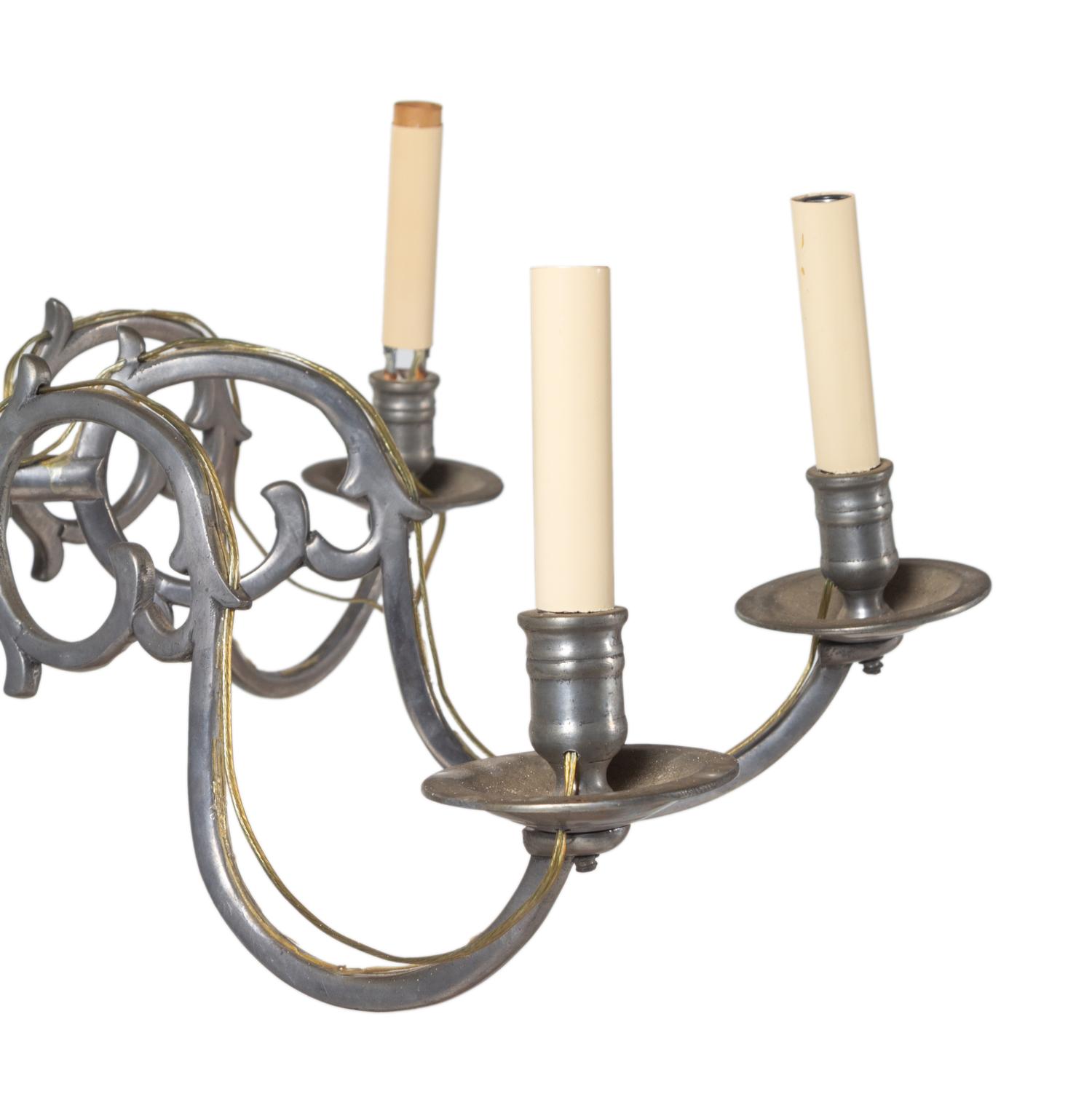A Dutch Baroque Style Eight-Light Pewter Chandelier