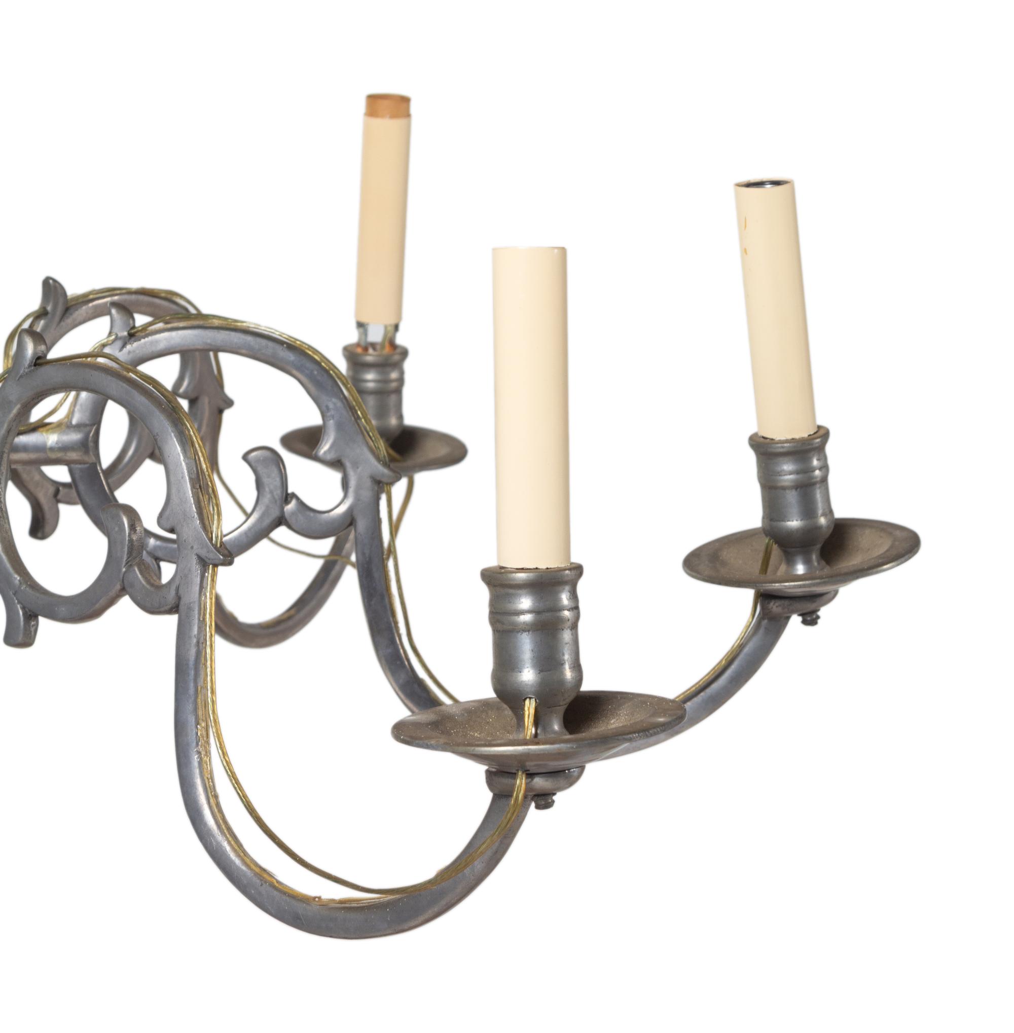 A Dutch Baroque Style Eight-Light Pewter Chandelier