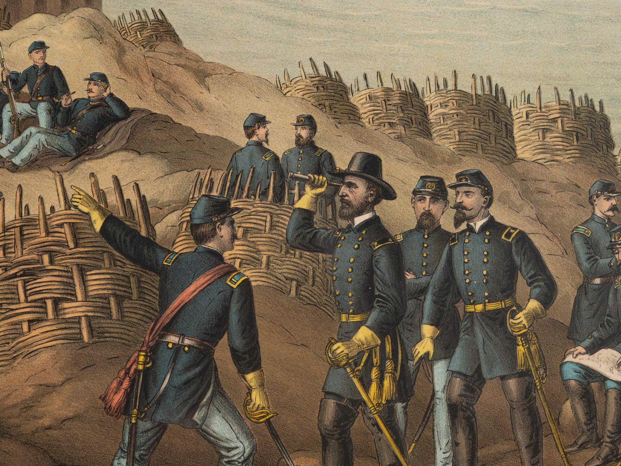 A group of 3 Kurz & Allison lithograph prints depicting battles of the American Civil War, comprising: