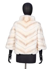 YVES SALOMON, CREAM RABBIT FUR JACKET