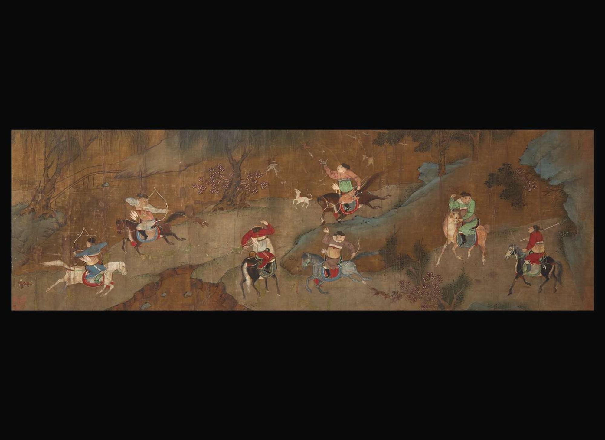 Chinese School, Qing dynasty, handscroll 狩獵圖 清