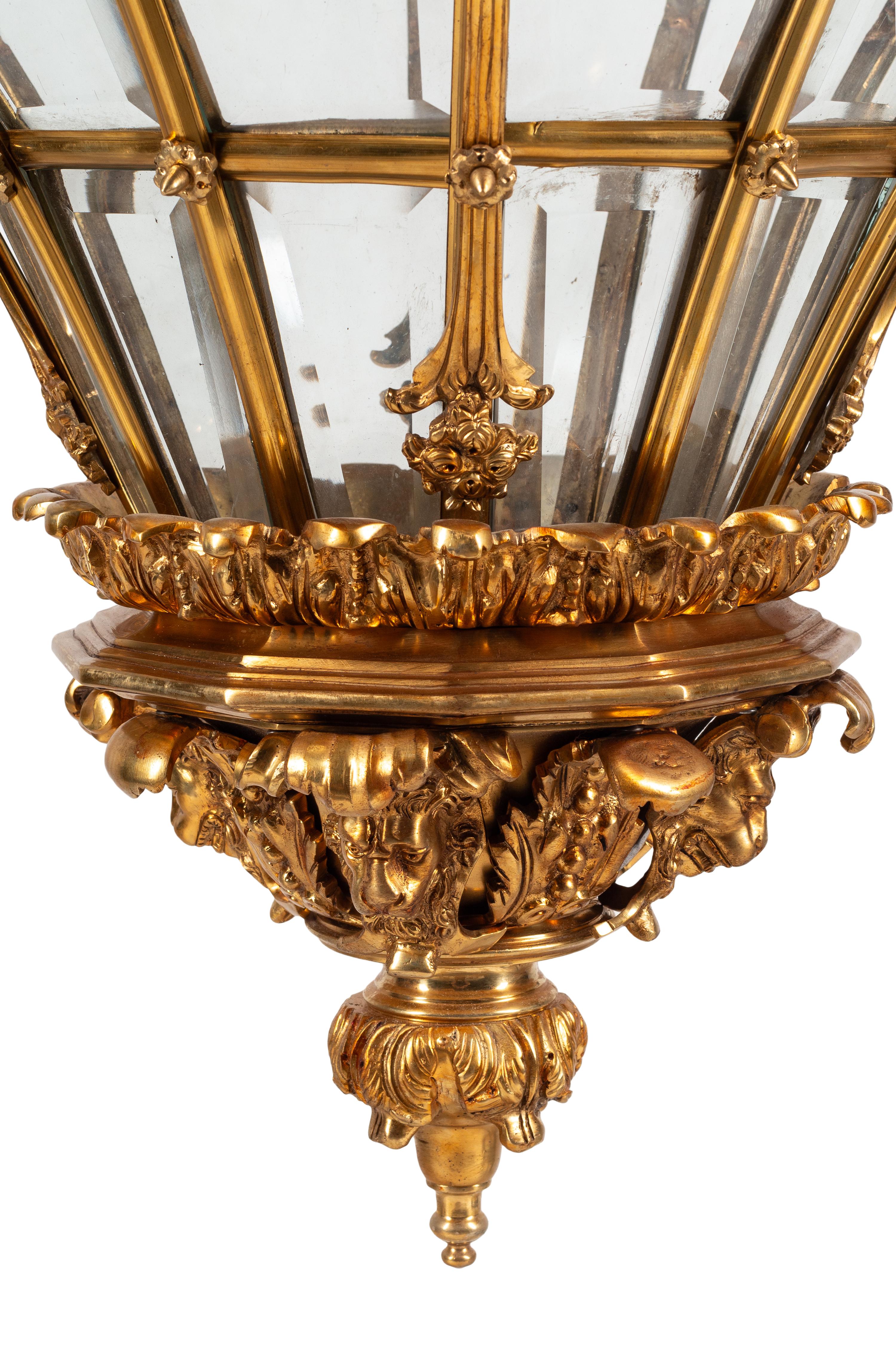 A Pair of Continental Gilt Bronze Hall Lanterns