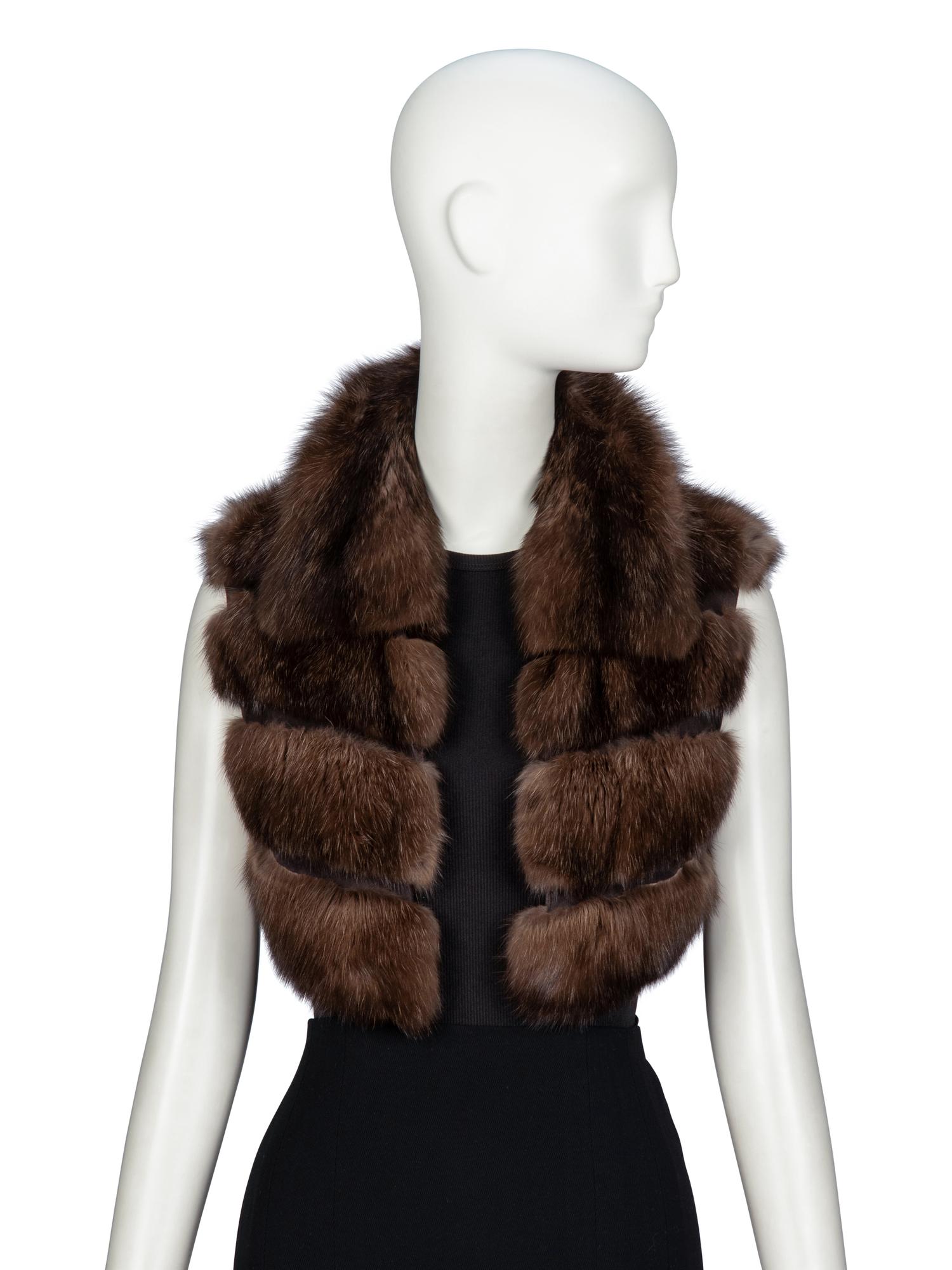 DENNIS BASSO, SABLE FUR CROPPED VEST
