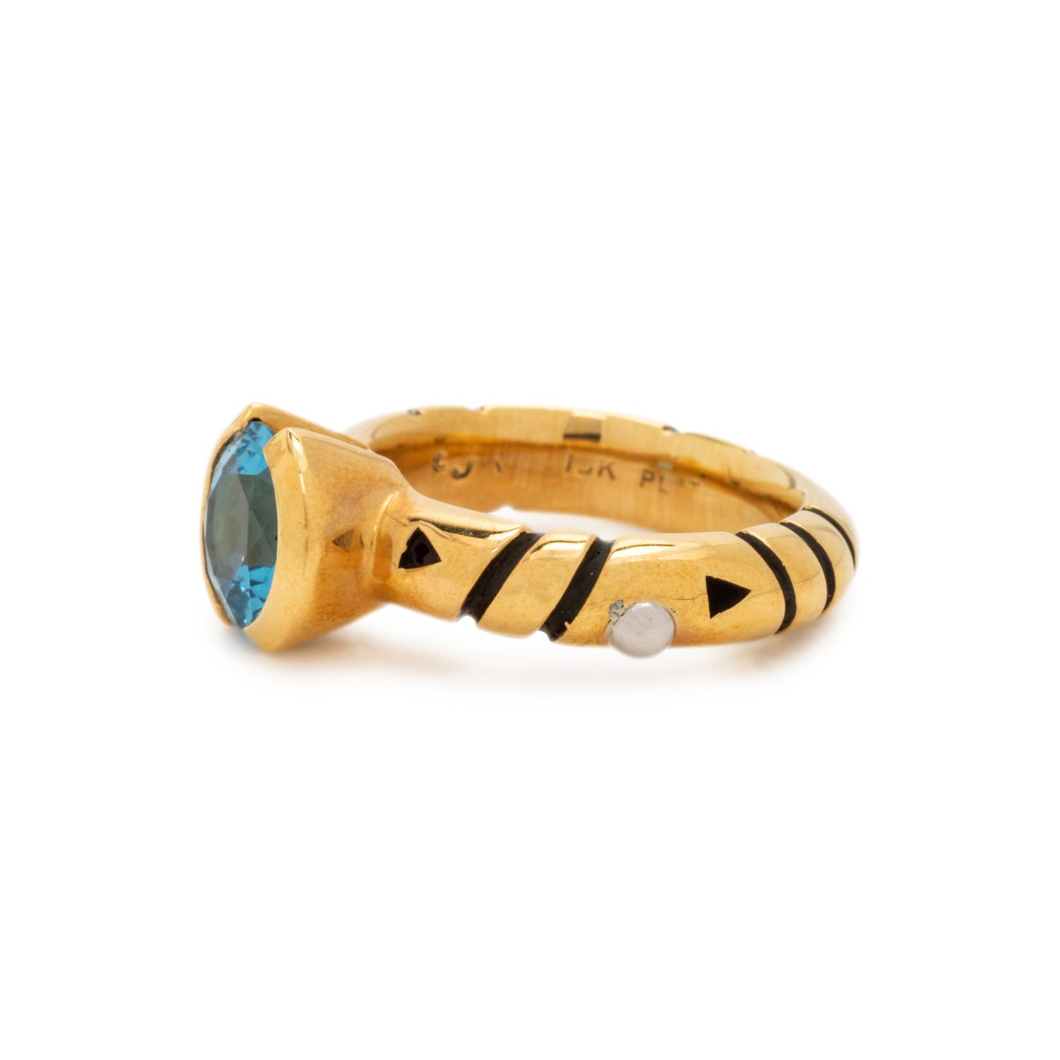 JOHN ATENCIO, YELLOW GOLD AND BLUE TOPAZ 'CHORUS' RING