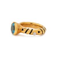 JOHN ATENCIO, YELLOW GOLD AND BLUE TOPAZ 'CHORUS' RING
