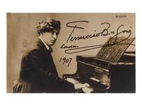 BUSONI, Ferruccio (1866-1924). Photographic postcard signed (“Ferruccio Busoni”), London, 1907.