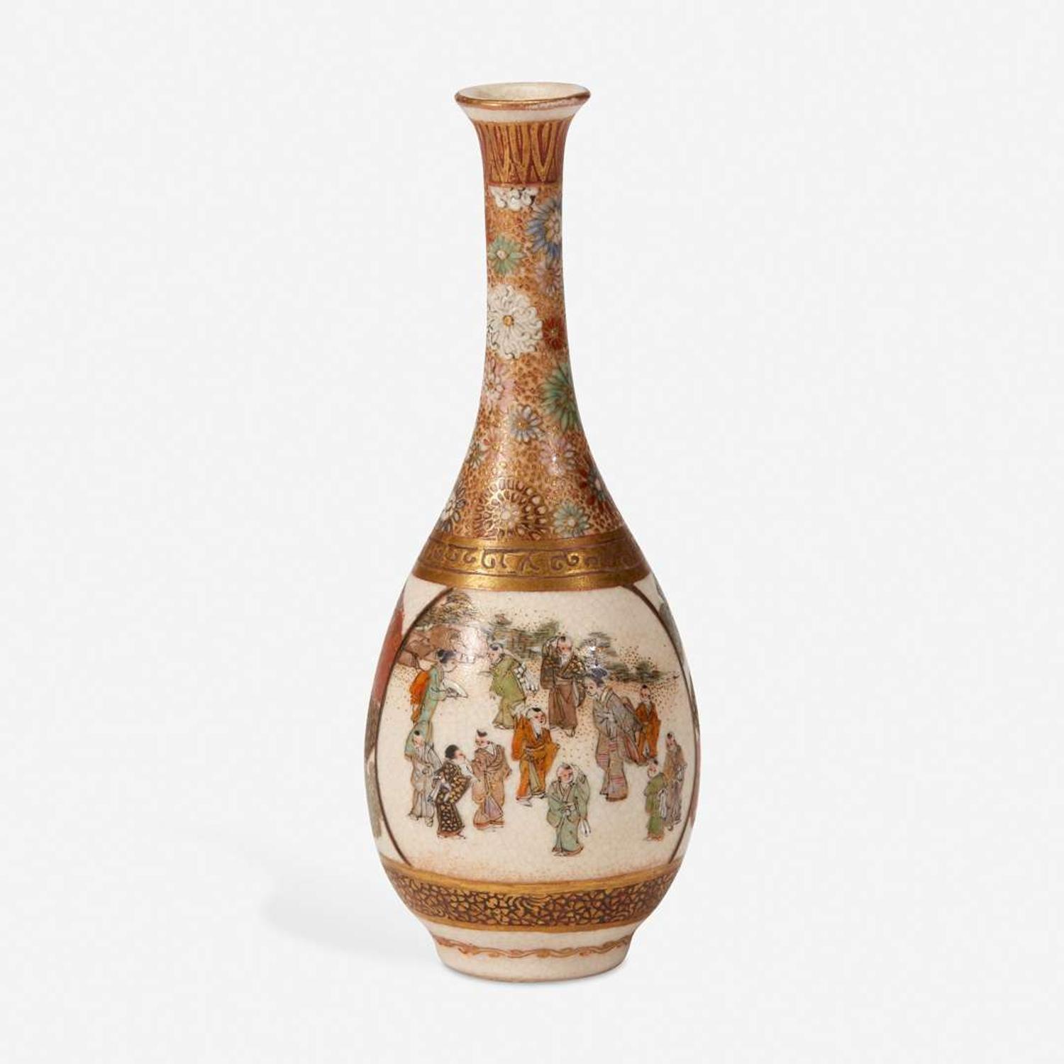A small Japanese enameled Satsuma-type pottery cabinet vase Meiji period, late 19th century