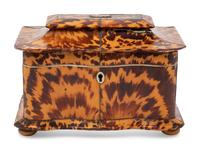 A Regency Tortoiseshell Veneered Tea Caddy