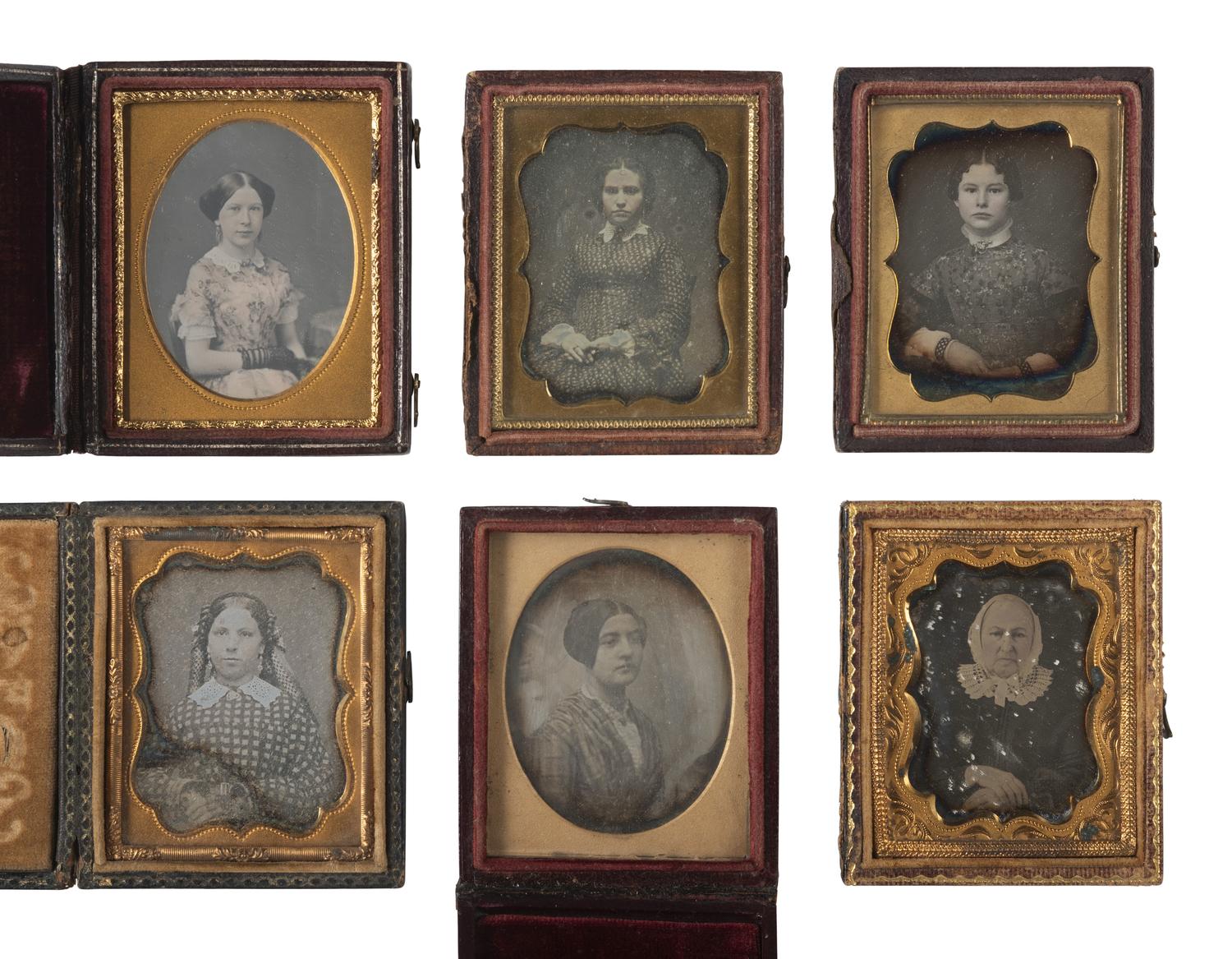 [EARLY PHOTOGRAPHY]. 30 ninth plate daguerreotype portraits of women of varying ages.