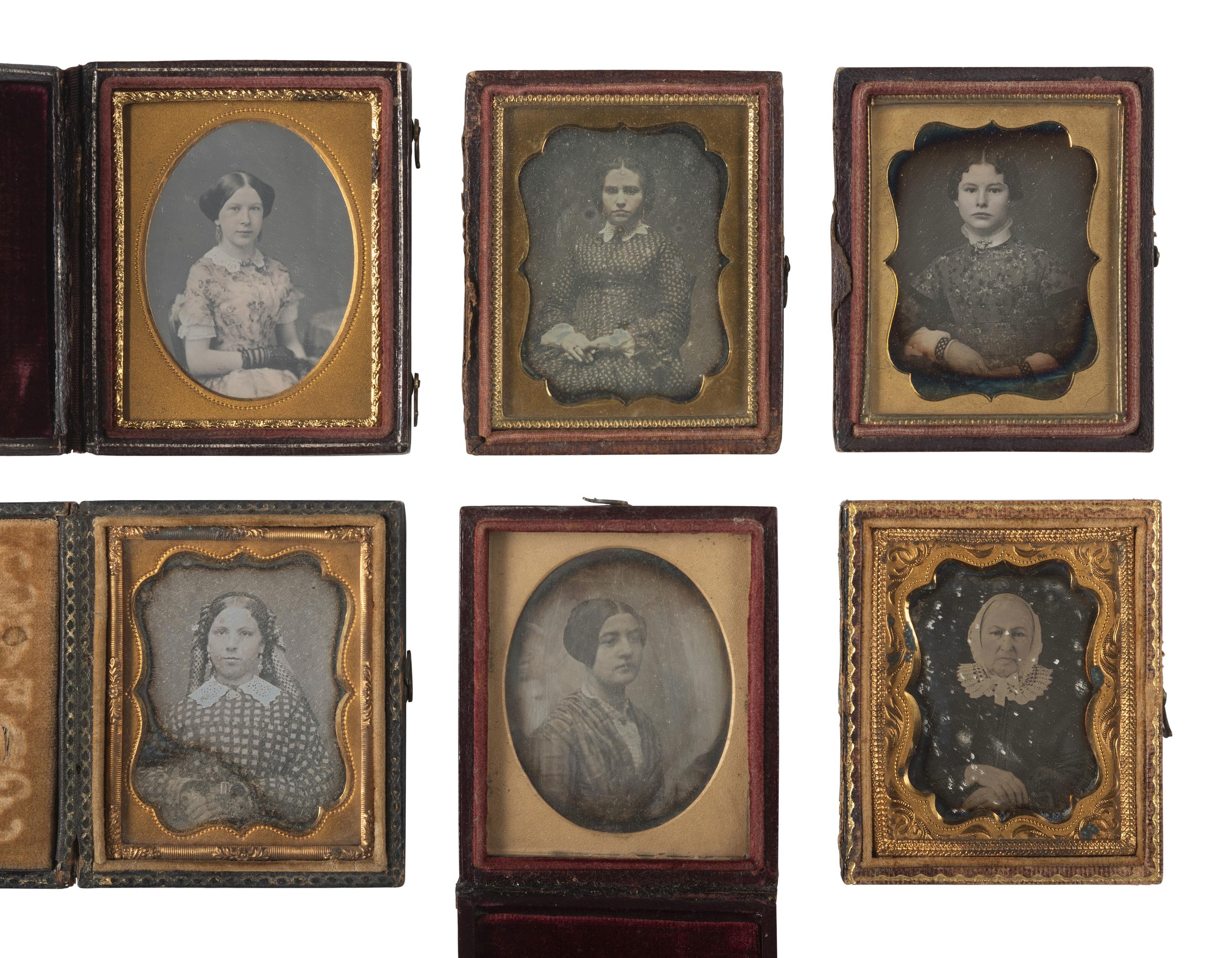 [EARLY PHOTOGRAPHY]. 30 ninth plate daguerreotype portraits of women of varying ages.