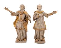 A Pair of Continental Painted and Parcel-Gilt Figures