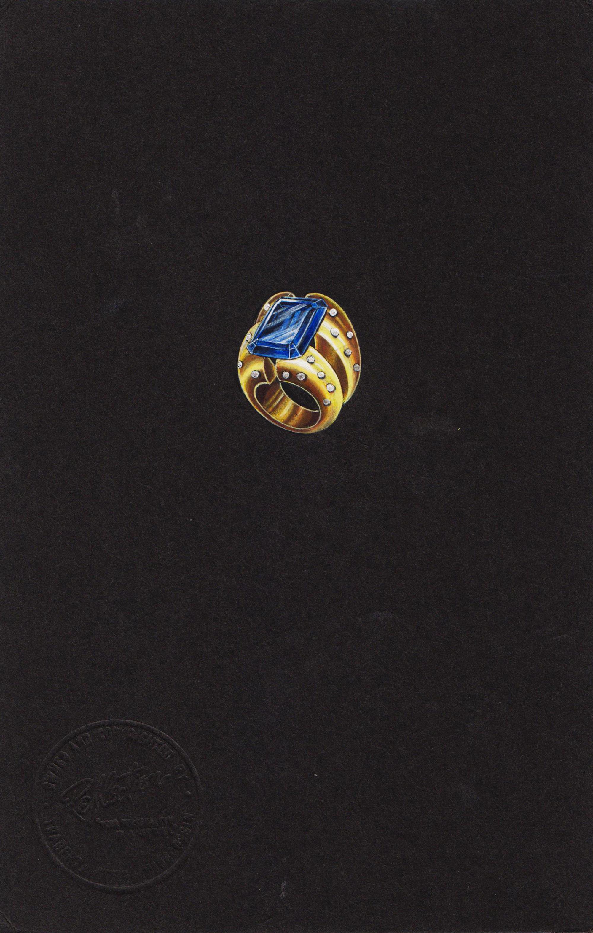 A Collection of Original Gouache on Paper Jewelry Designs by Anne Howe Geyer for Trabert & Hoeffer-Mauboussin and Others, Circa 1950's,