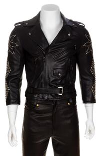 A Gianni Versace Black Leather Moto Jacket, No size.
