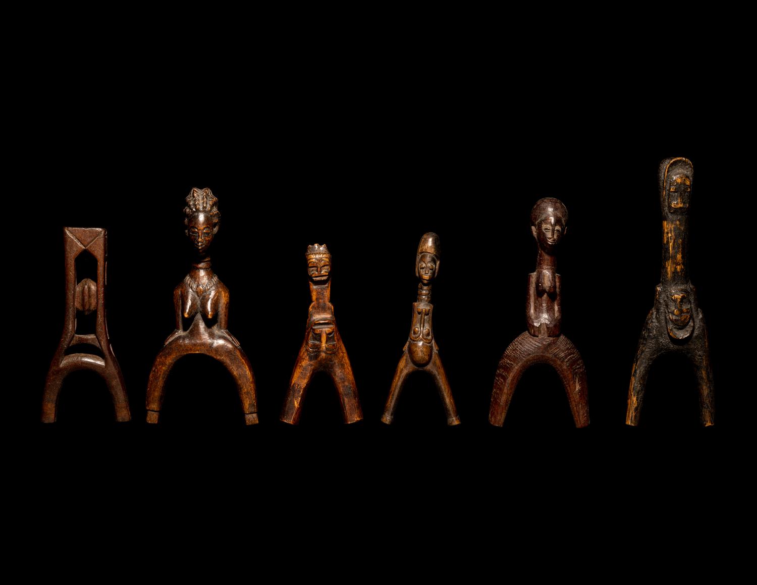 Six African Wood Slingshots