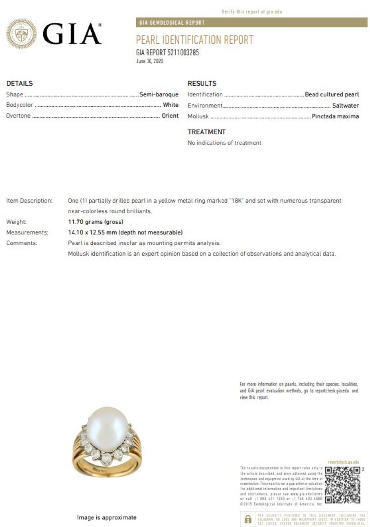 CULTURED PEARL AND DIAMOND RING