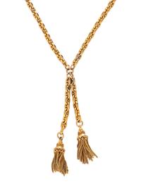YELLOW GOLD CHAIN TASSEL NECKLACE