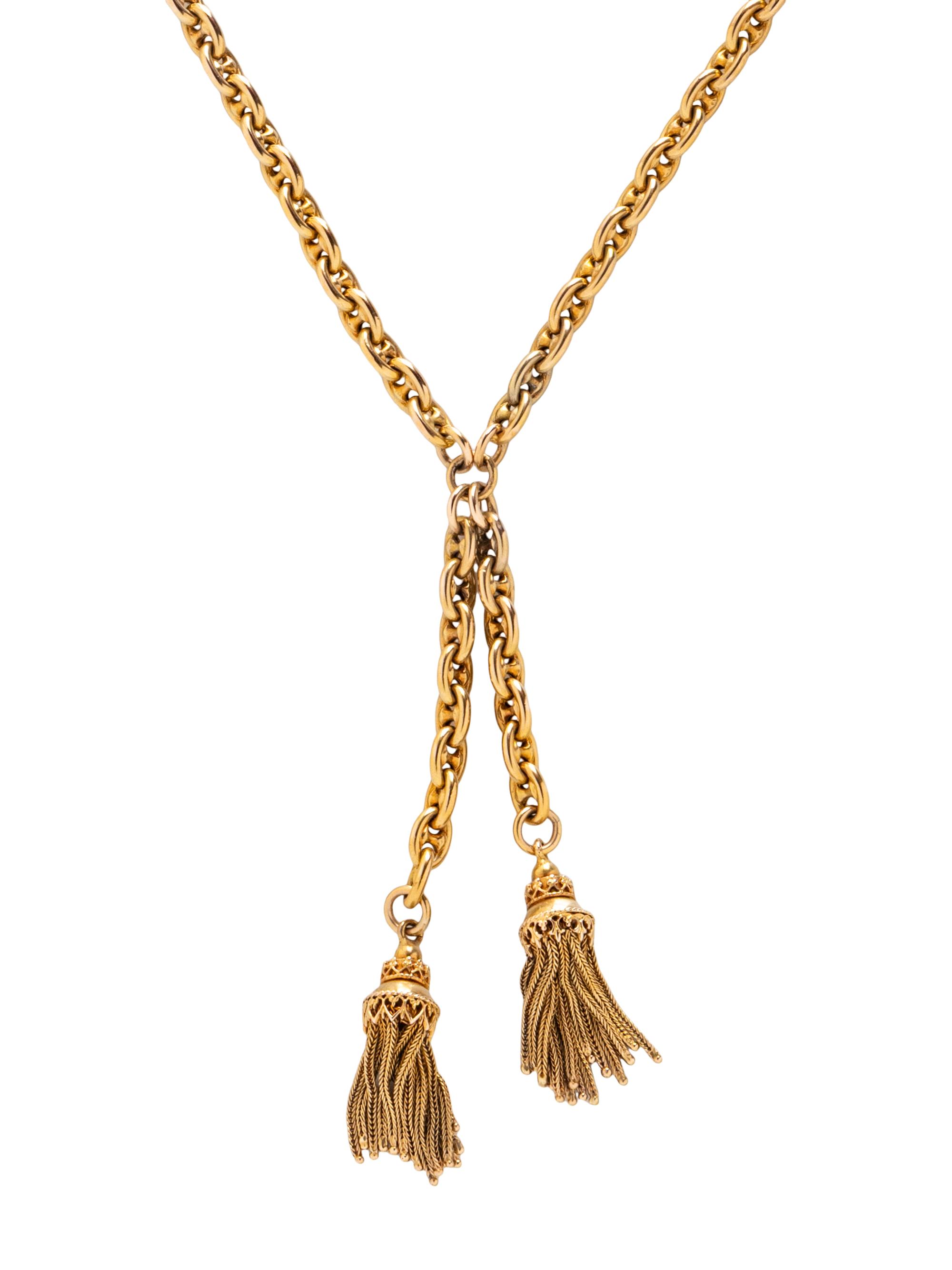 YELLOW GOLD CHAIN TASSEL NECKLACE