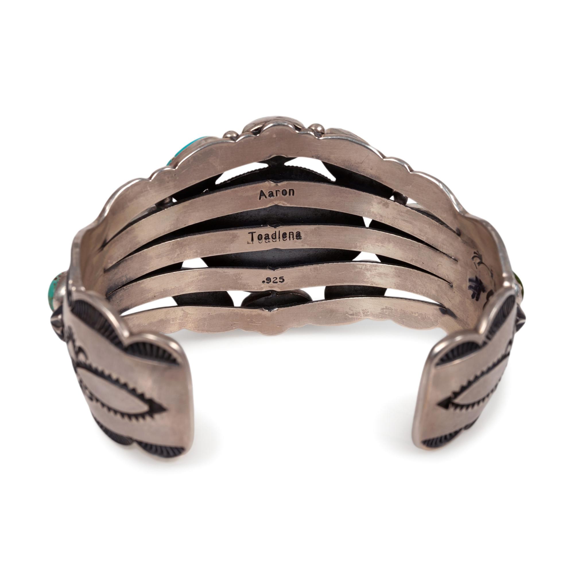 Sterling Silver and Turquoise Cluster Cuff Bracelet