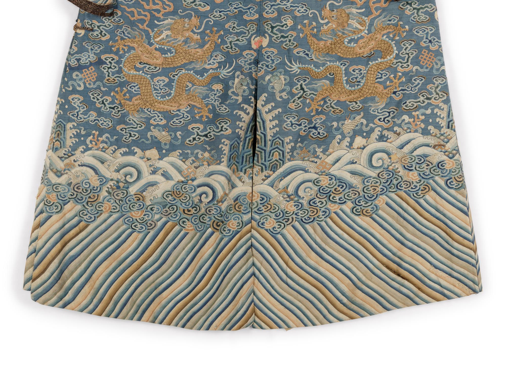 A Blue Ground Kesi Woven Silk Dragon Robe, Jifu