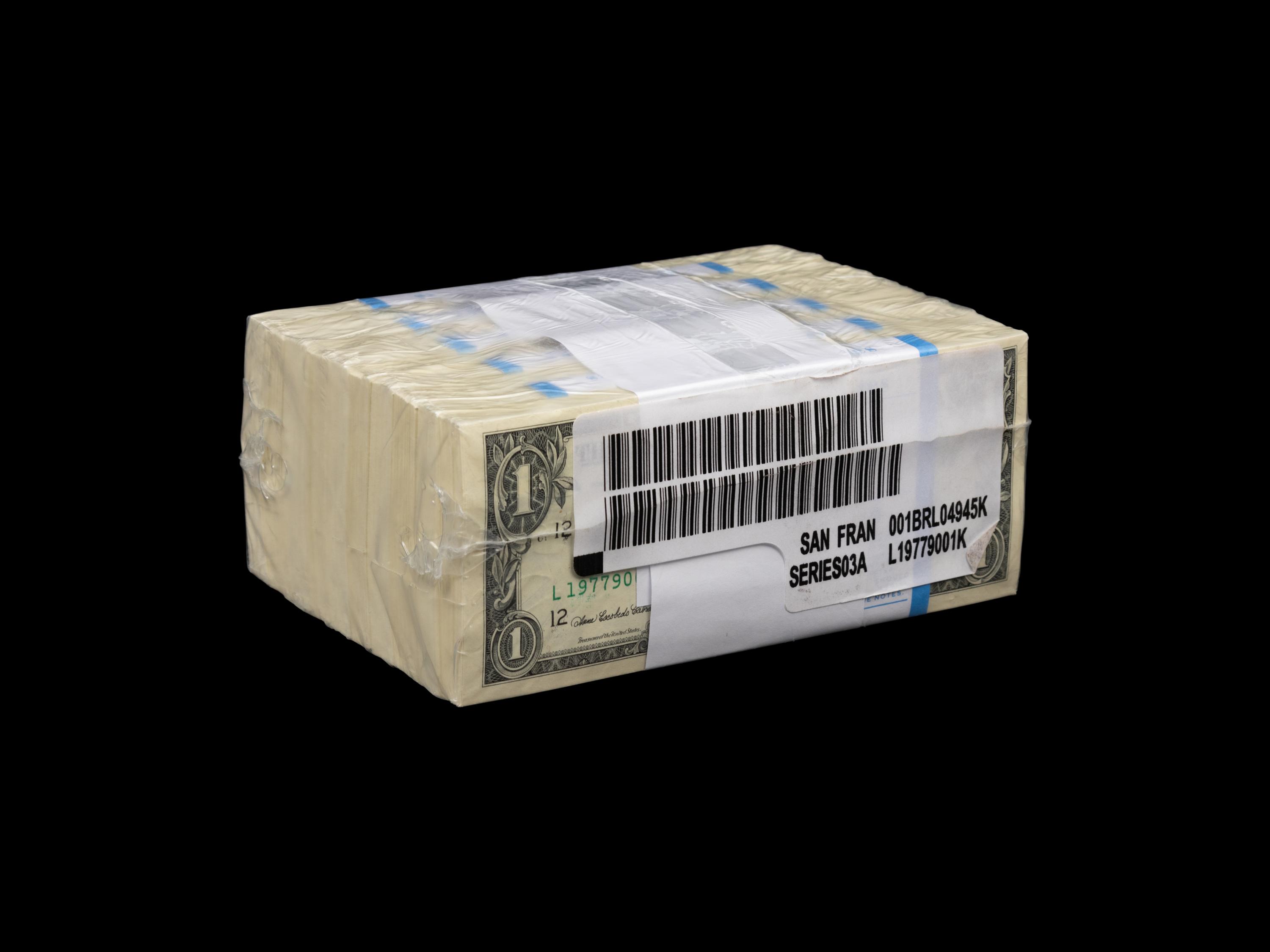 A B.E.P Sealed Series 2003A-L 'Brick' of One-Thousand $1 Federal Reserve Notes