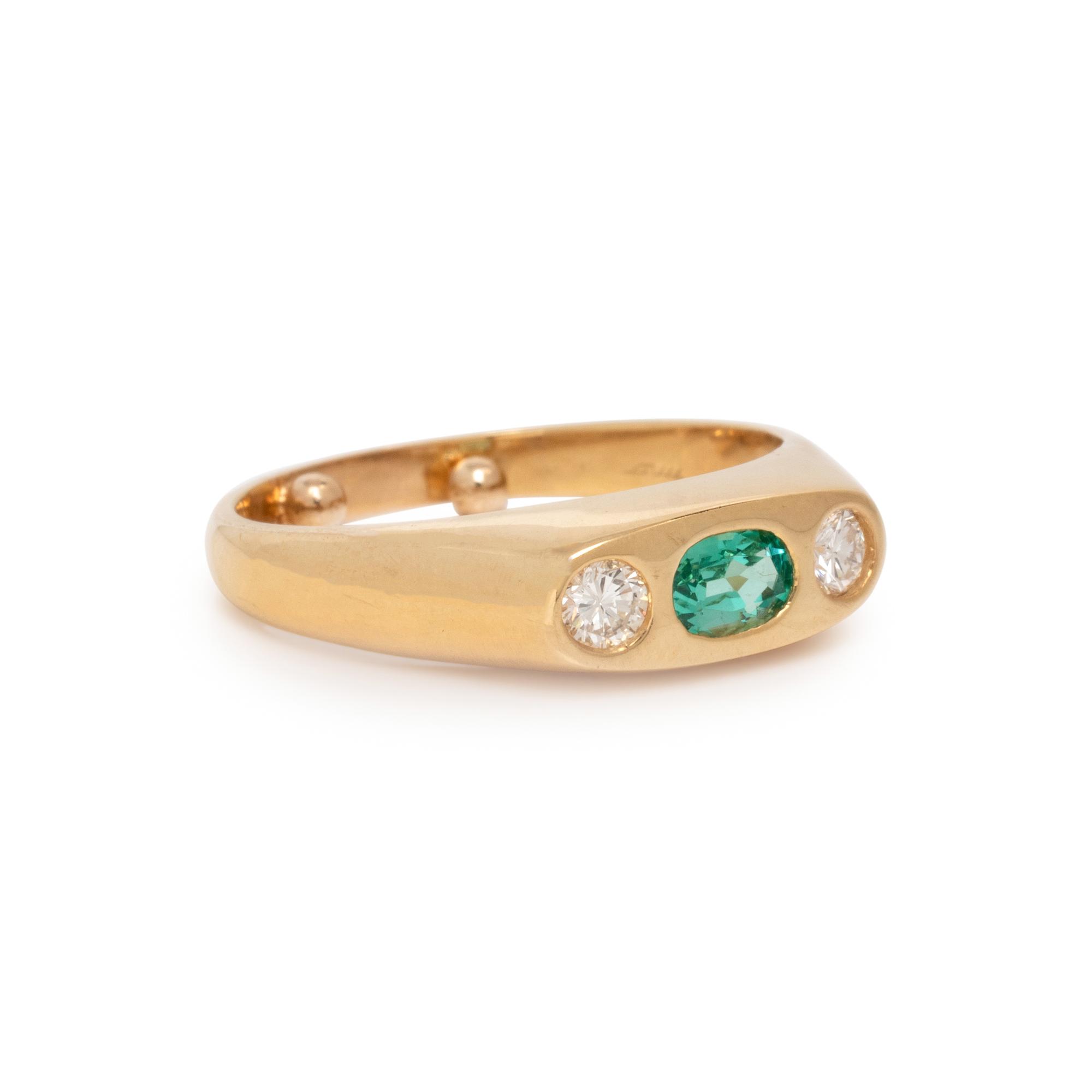 CRAIG DRAKE, YELLOW GOLD, EMERALD AND DIAMOND RING