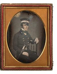 [MILITARIA - EARLY PHOTOGRAPHY]. BRADY, Mathew (1822-1896), photographer. Quarter plate daguerreotype portrait of a US naval officer in dress uniform. New York, n.d.