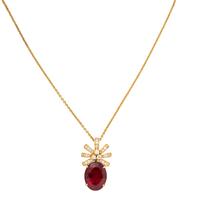 YELLOW GOLD, GARNET AND DIAMOND PENDANT/NECKLACE