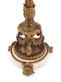 A Pair of Continental Gilt Bronze and Marble Candlesticks