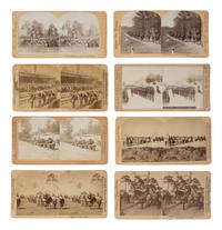 [BUFFALO SOLDIERS]. A group of 32 stereoviews of African American soldiers incl. 9th and 10th Cavalry Regiments. Ca 1890s-1900s.