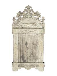 A Pair of Venetian Style Mirror-Veneered Console Tables and Mirrors