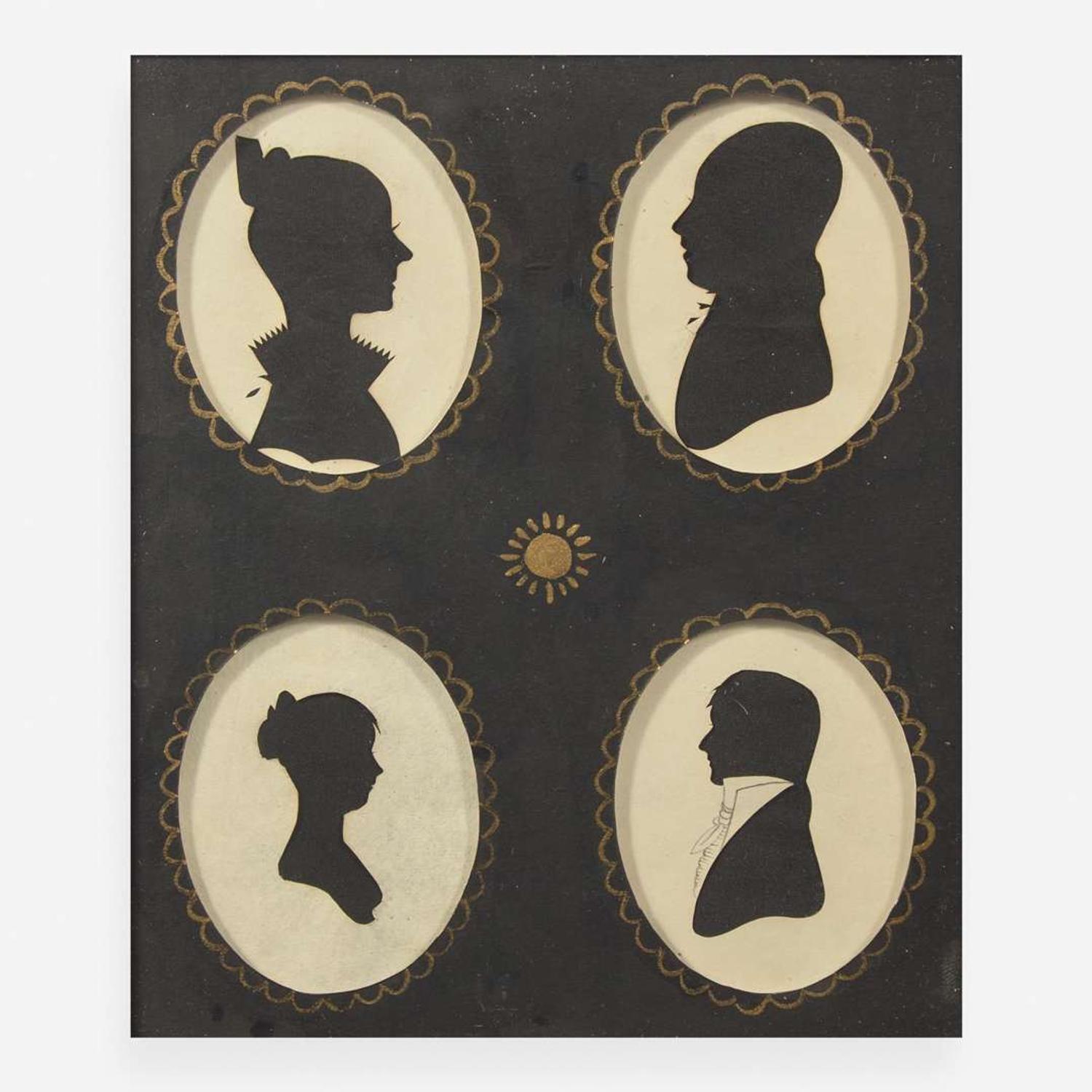 A group of six silhouetted portraits first half 19th century