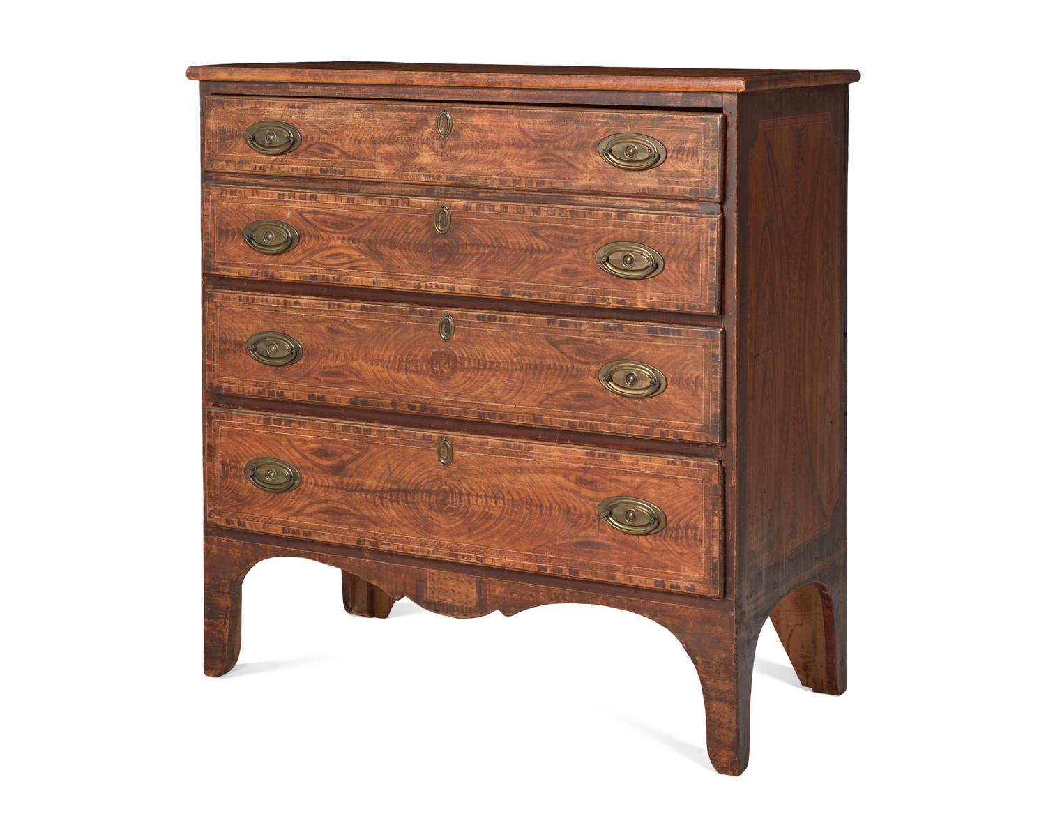 A Federal Painted and Grained Chest of Drawers, Manner of Thomas Matteson, South Shaftsbury, Vermont, Circa 1820