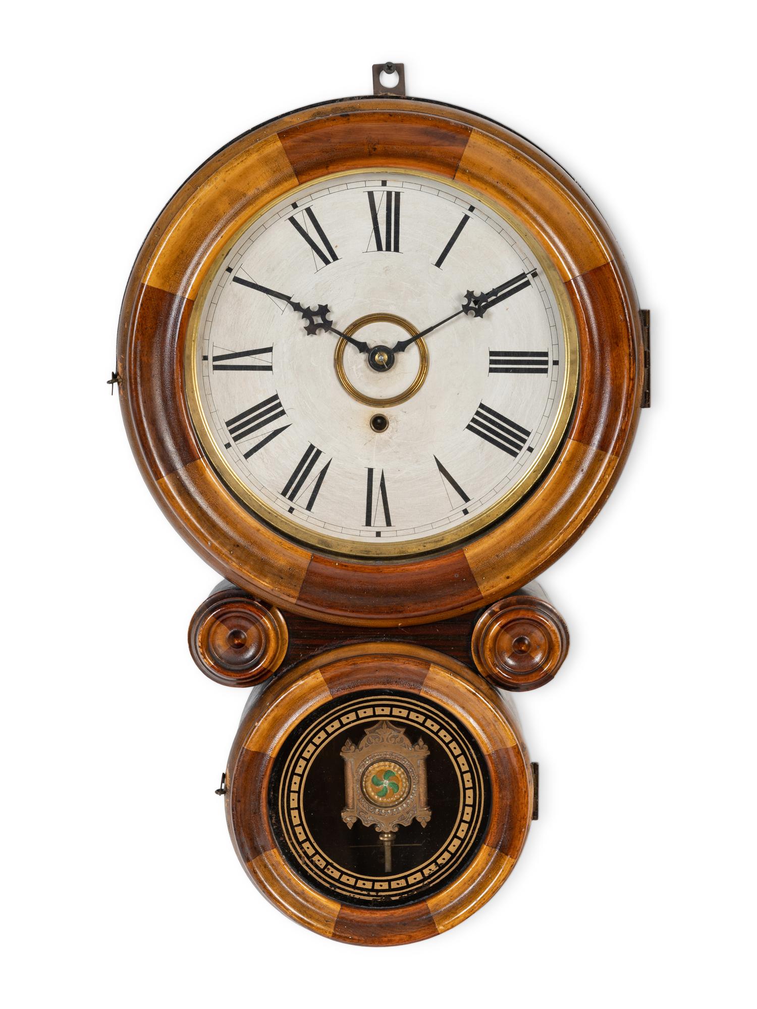 A William Gilbert Églomisé Decorated Wall Clock
