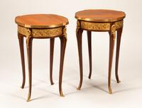 A Pair of Louis XV Style Gilt Bronze and Gilt Metal Mounted Marble-Top Gueridons