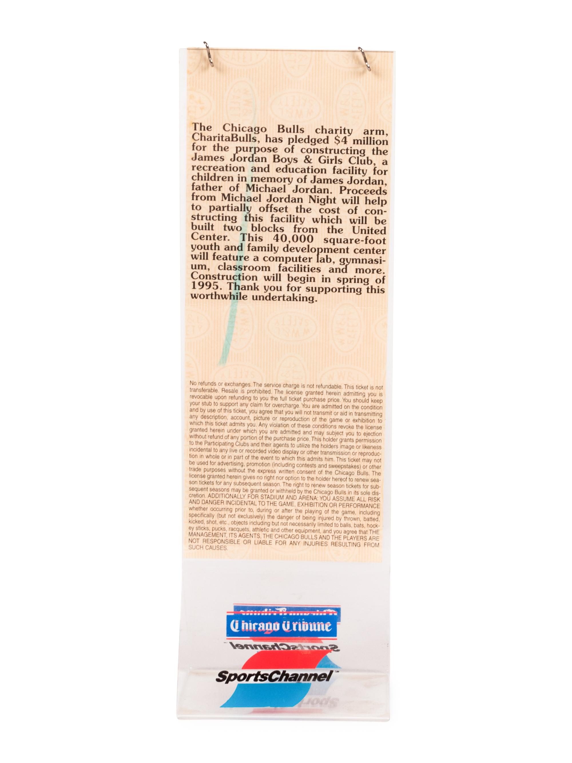 A 1994 Tribute to Michael Jordan Jersey Retirement Statue Unveiling Ticket