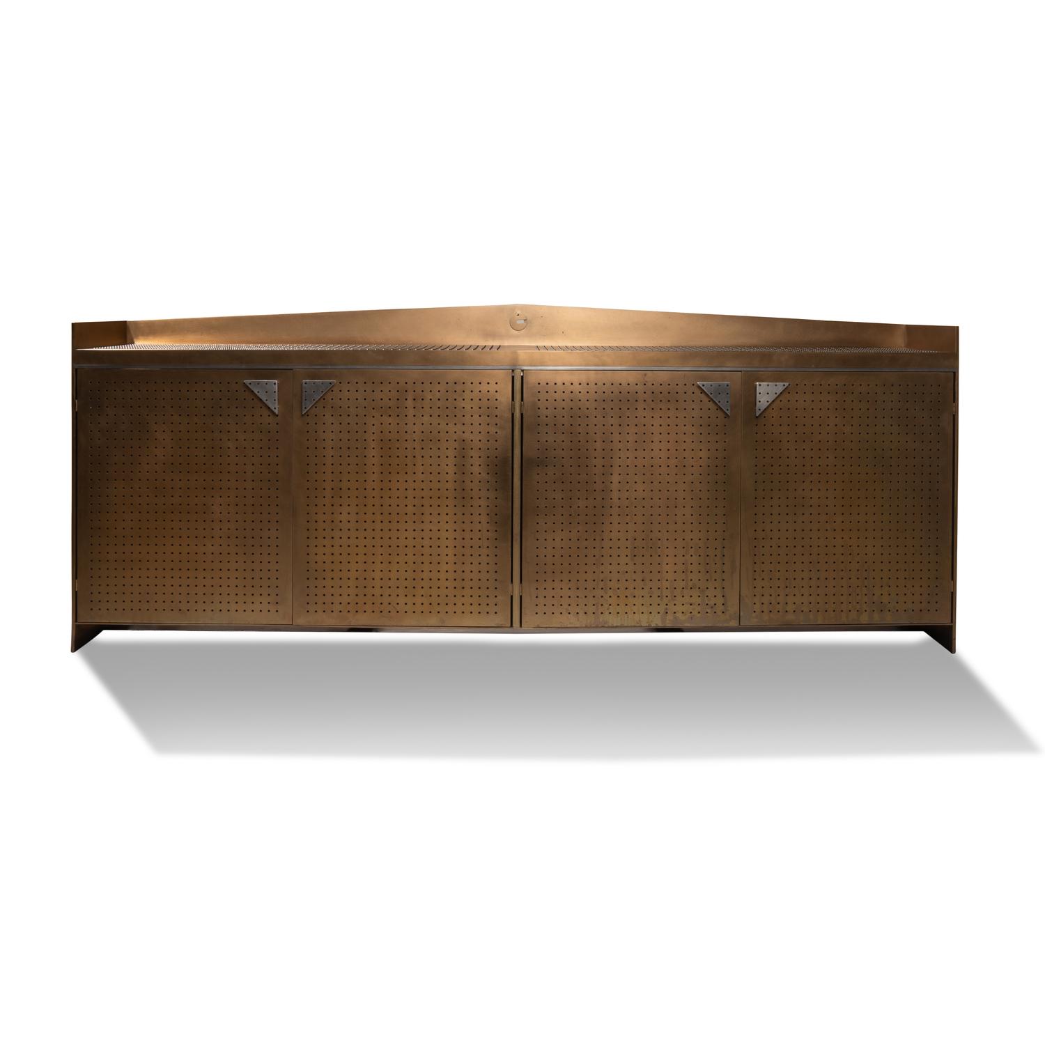 Great Lakes Art Studio Modern Design — Patinated and Perforated Bronze Sideboard