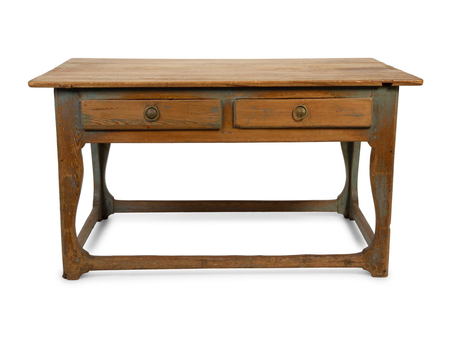 A Swedish Painted Pine Farmhouse Table — 19TH CENTURY