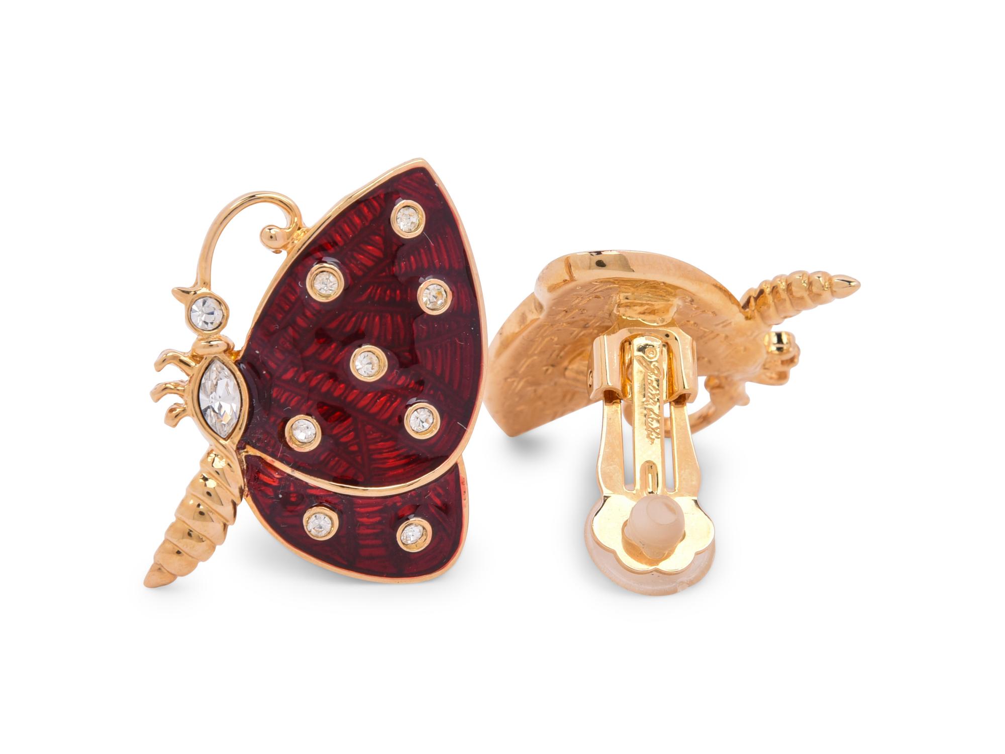 Judith Leiber Gathered Satin Clutch and Butterfly Ear Clips