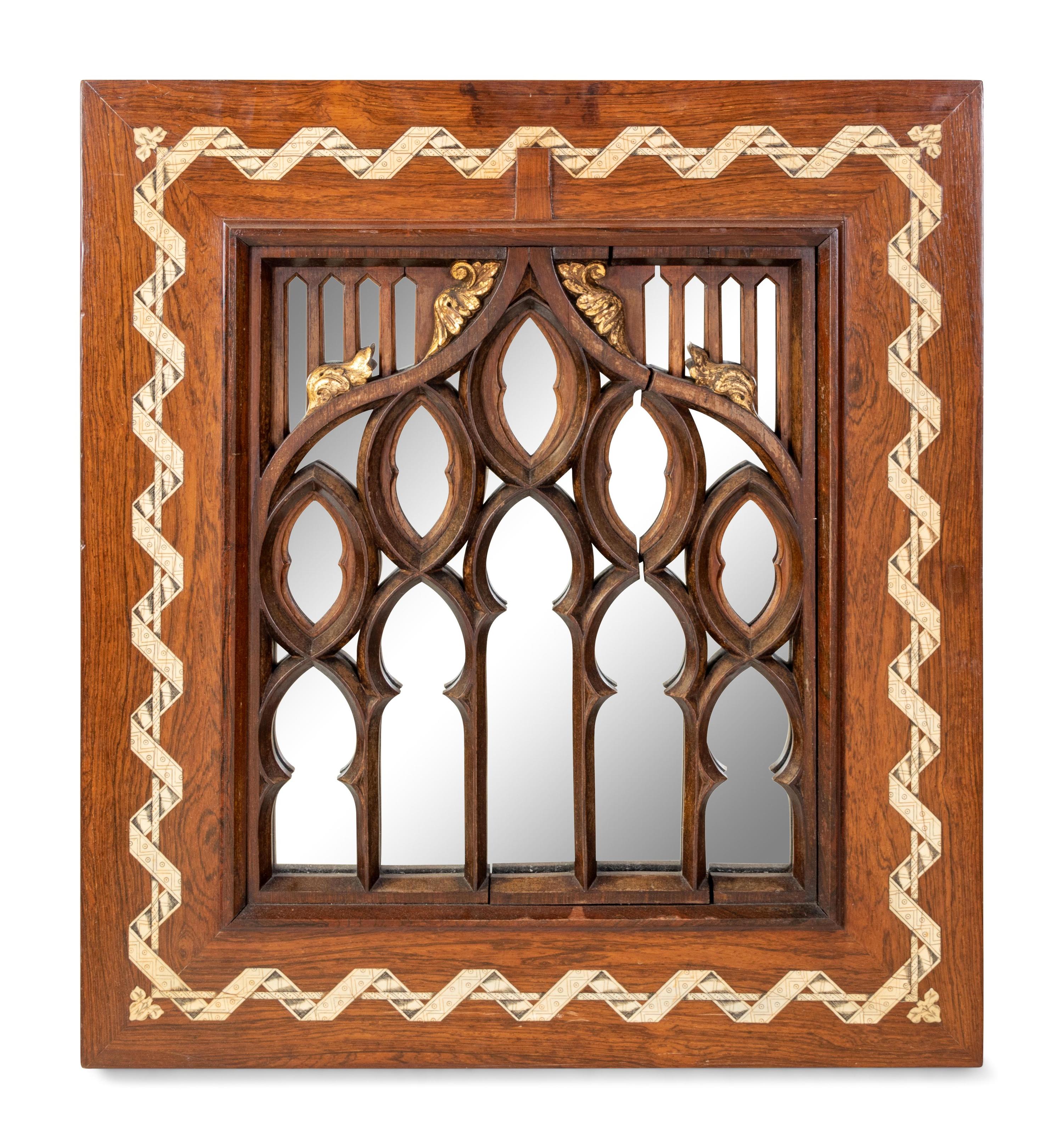 A Gothic Revival Bone Inlaid Mirror