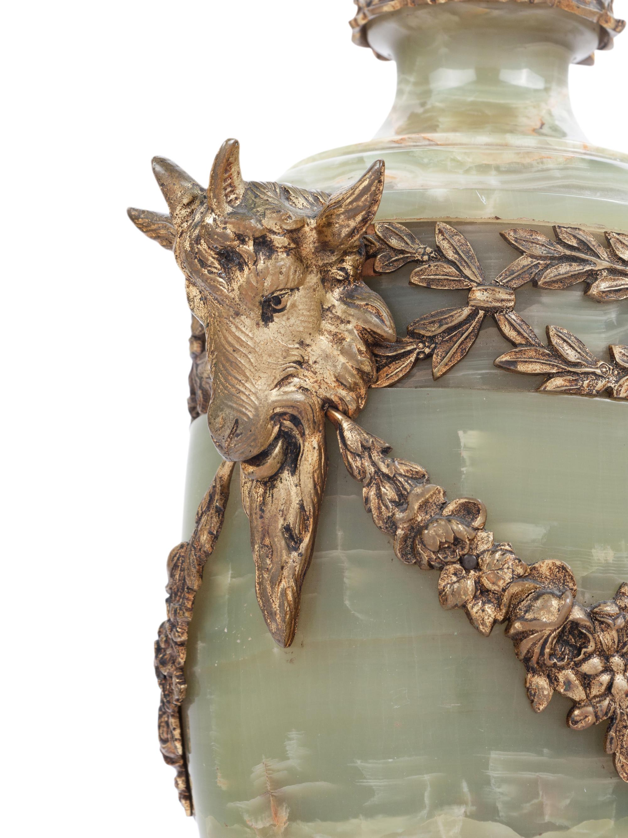 A Gilt Metal Mounted Onyx Urn